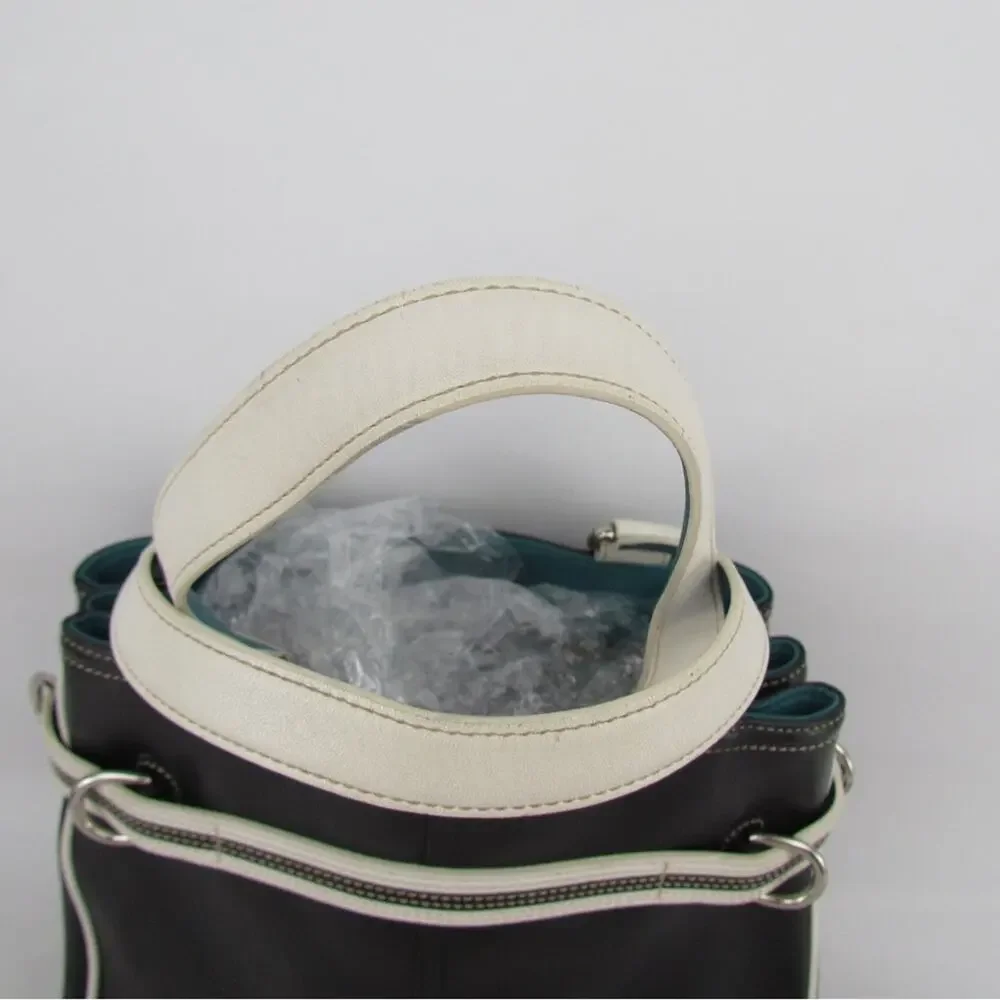 Authentic Coach Black White Leather Shoulder Bag